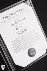 Certificate for Gibson Custom Shop Dealer Select Les Paul Custom Figured Blue Widow Electric Guitar