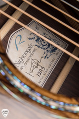 Label for Kevin Ryan Elderwood Nightingale Grand Soloist  Sitka Spruce and Indian Rosewood Acoustic Guitar