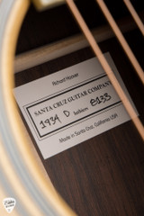 Label for Santa Cruz 1934 D Adirondack Spruce and Old Growth Brazilian Rosewood Acoustic Guitar