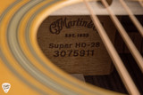 Label for Martin Super HD28 Acoustic Guitar