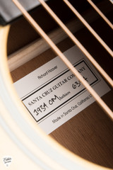 Label for Santa Cruz 1934 OM Adirondack Spruce Honduran Mahogany Acoustic Guitar