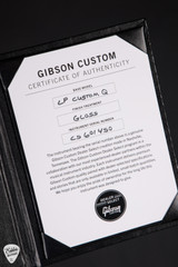 Certificate of Authenticity for Gibson Custom Shop Dealer Select Les Paul Custom 5A Quilt Tree Of Life Fireburst Electric Guitar