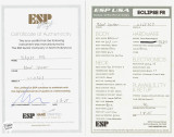 Certificate of Authenticity for ESP USA Eclipse Electric Guitar in Blood Splatter