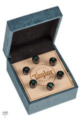 Taylor Custom Water Buffalo Bone Bridge Pins Brown with Green Opal Inlays
