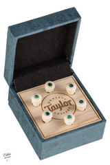 Taylor Custom Water Buffalo Bone Bridge Pins White with Green Opal Inlays