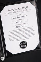 Certificate of Authenticity for Gibson Custom Shop Dealer Select Les Paul Custom Figured Blue Widow Burst Electric Guitar