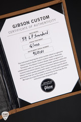 Certificate of Authenticity for Gibson Custom Shop Dealer Select '59 Les Paul Standard Reissue Gloss Antiquity Burst Electric Guitar