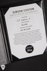 Certificate of Authenticity for Gibson Custom Shop Dealer Select Les Paul Custom Figured Purple Widow Electric Guitar