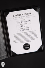 Certificate of Authenticity for Gibson Custom Shop Dealer Select Les Paul Custom 5A Quilt Tree Of Life Cobra Burst