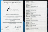 Certificate of Authenticity for Tom Anderson Lil Angel Atlantic Storm Electric Guitar