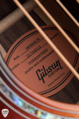 Label for Gibson Custom Shop SJ 200 Monarch Rosewood Tri Burst Acoustic Guitar