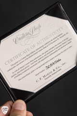 Certificate of Authenticity for Martin Custom Shop 0 18K2 CFM IV Acoustic Guitar