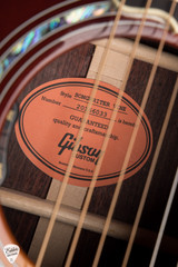 Label for Gibson Custom Shop Songwriter EC Vine Rosewood Burst Acoustic Guitar