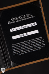 Certificate of Authenticity for Gibson Custom Shop PSL 59 Les Paul Standard Reissue VOS Sunrise Tea Burst Electric Guitar