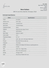 Spec Sheet for Novo Serus J Custom Inca Burst Electric Guitar