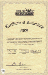 Ernie Ball Music Man Luke 4 HSS Floyd Rose Green Tide Certificate