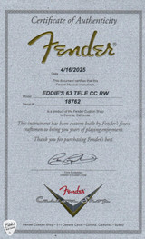 Fender Custom Shop Eddies Guitars Exclusive Dealer Select Roasted 1963 Telecaster Electric guitar in lake placid blue