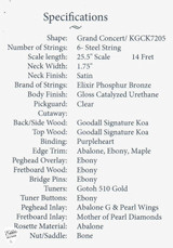 2024 - Goodall Signature Hawaiian Koa Grand Concert Acoustic Guitar