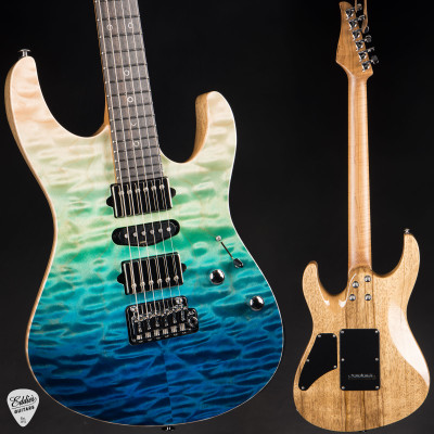 Suhr Modern Black Limba Electric Guitar in Aqua Blue Gradient