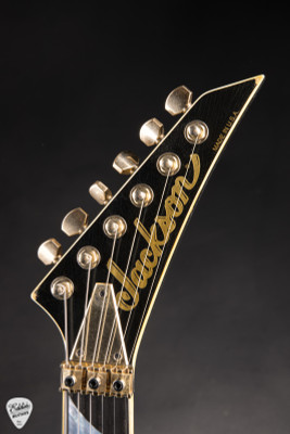 Jackson Custom Shop RR Randy Rhoads Nitro Relic Electric Guitar in Black with Vintage White Pinstripes