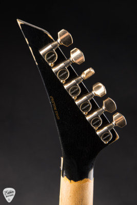 Jackson Custom Shop RR Randy Rhoads Nitro Relic Electric Guitar in Black with Vintage White Pinstripes