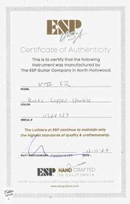 ESP V-II FR BH Electric Guitar in Rustic Copper Sparkle