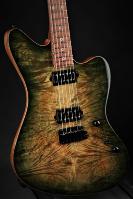 Suhr Classic JM - Faded Trans Green Burst - African Okoume/Waterfall Burl Maple