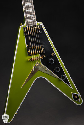 Gibson Custom Shop Flying v custom electric guitar in gecko green metallic gloss