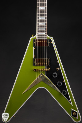 Gibson Custom Shop Flying v custom electric guitar in gecko green metallic gloss