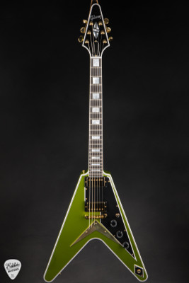 Gibson Custom Shop Flying v custom electric guitar in gecko green metallic gloss