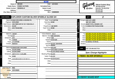Gibson Custom Shop Made 2 Measure Explorer Custom Gloss Electric Guitar in Silver Sparkle 9.1 #CS402429