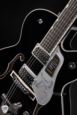 Gretsch Pro Falcon Hollow Body with String-Thru Bigsby, Gold Hardware, Ebony Fingerboard Black electric guitar