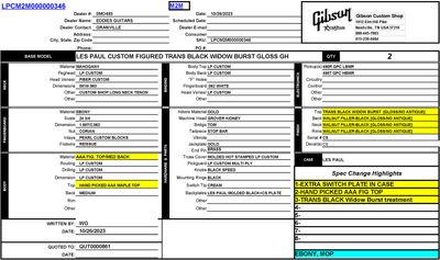 Gibson Custom Shop Made 2 Measure Les Paul Custom Figured Yellow Widow electric guitar