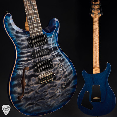 Paul Reed Smith Eddie’s Guitars Wood Library Special Semi Hollow Electric Guitar in Charcoal Blue Burst/Ziricote Fretboard/Figured Maple Neck