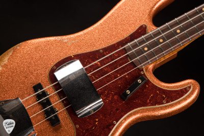 Fender Custom Shop 1964 Jazz Bass Heavy Relic P/J Orange Sparkle bass guitar