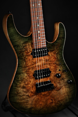 Suhr Modern Black Limba/Waterfall Burl Maple - Faded Trans Green Burst #JS8H8H