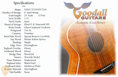 Goodall Traditional 000 Cutaway - Italian Spruce & Cocobolo Acoustic Guitar