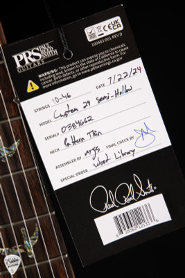 Paul Reed Smith Eddie’s Wood Library Custom 24 Semi-Hollow Ash/Cocobolo Livingston Lemondrop Electric Guitar