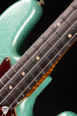 ベース Fender Custom Shop Jazz - Green Sparkle Fender Custom Shop 1960 Jazz Bass Heavy Relic Aged Sea Foam Green