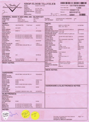 Fender Custom Shop Eddie’s Guitars Exclusive Heavy Relic® Bass VI Bass Guitar in Black Sparkle