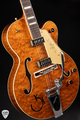Gretsch G6120TGQM-56 Limited Edition Quilt Classic Chet Atkins Hollow Body Electric Guitar in Roundup Orange Stain
