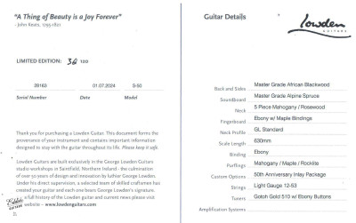 Lowden 50th Anniversary S-50 - Alpine Spruce & African Blackwood #36 of 120 Acoustic Guitar