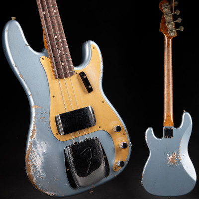 Fender Custom Shop 64 Precision Bass Heavy Relic P/J Bass Guitar in Ice Blue Metallic