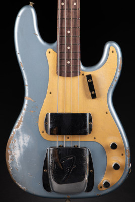 Fender Custom Shop 64 Precision Bass Heavy Relic P/J Bass Guitar in Ice Blue Metallic