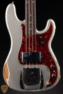 Fender Custom Shop 64 Precision Bass Heavy Relic P/J Bass Guitar in Inca Silver