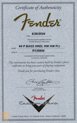 Fender Custom Shop 64 Precision Bass Heavy Relic P/J Bass Guitar in Inca Silver