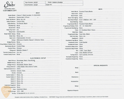 Suhr Eddie’s Guitars Exclusive Roasted Classic T Electric Guitar in Gold Sparkle