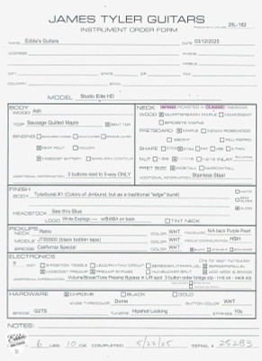 James Tyler Studio Elite HD Electric Guitar in Tylerburst