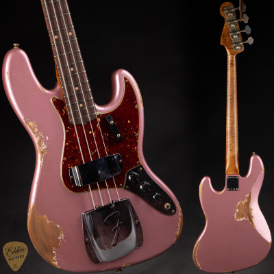 Fender Eddie’s Guitars Exclusive Custom Shop 1964 Jazz Bass Heavy Relic electric guitars Burgundy Mist Metallic