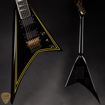 Jackson MJ Series Rhoads RR24MG electric guitar Black with Yellow Pinstripes